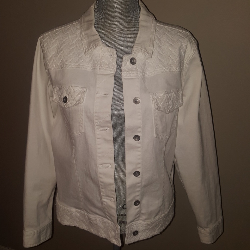 Nurture white detailed denim jacket